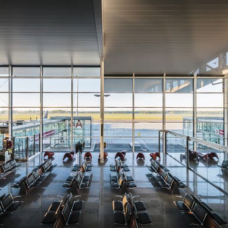 ConceptWall 60 Façades, CW 50-FP Façades, ConceptSystem 77 Windows, CW 50-SG Façades, ConceptSystem 59Pa Windows and ConceptWall 50 Façades - MPL Passenger Terminal located in Wrocław, Poland